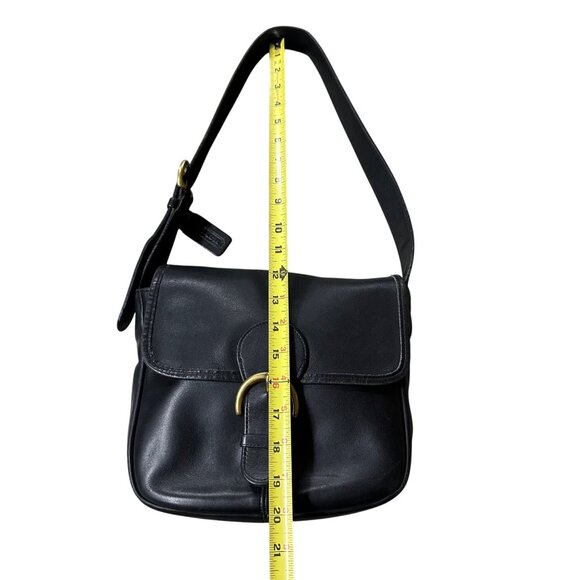 Vintage Coach Shoulder Bag 1997 4164 Bedford Flap Black Leather Brass Buckle 90s - Picture 15 of 17